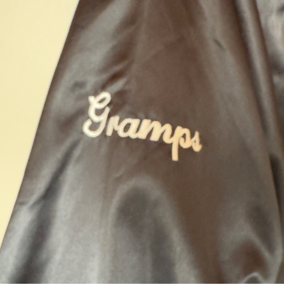 Vintage Black Satin Bomber Jacket Embroidered Dusty’s Barn Dance Gramps - Picture 3 of 12